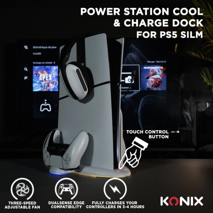 Dock de recharge refroidissant PS5 Slim | Station 3-en-1
