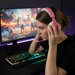 Casque Gaming Nexus Rose – Son 7.1, Micro Anti-Bruit | MAUREL DAVID